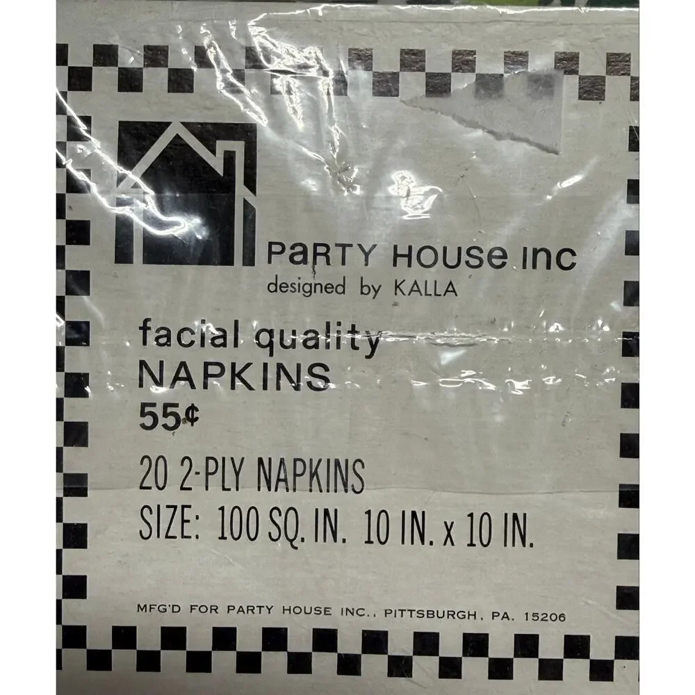 Vintage Party House Kalla Mod Green Paper Napkins NOS Mid Century Retro 20 Count